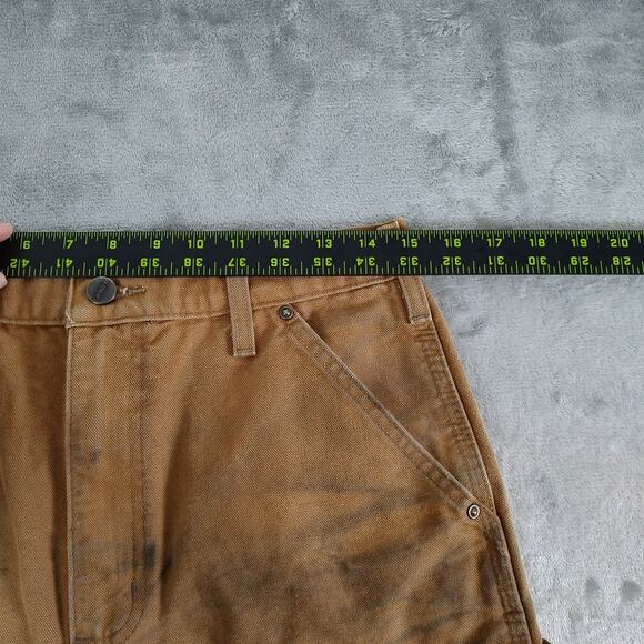 VTG Carhartt Double knee B136 leather patch utililty workwear pants mens 30x32 - Picture 7 of 8
